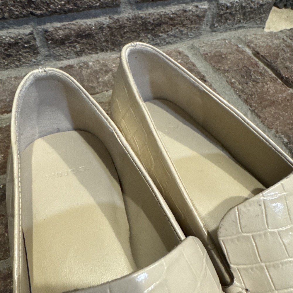 Vince Womens Naomi Ivory Patent Leather Croc Print Loafers Size 7M EU 37 #404 - Picture 16 of 16
